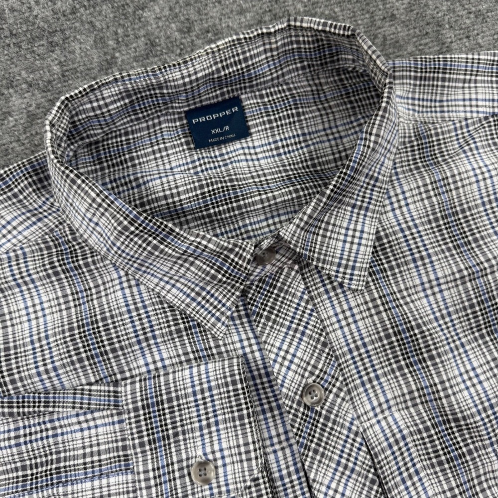 Propper Button‎ Up Shirt XXL Blue Plaid Tactical Long Sleeve Mens